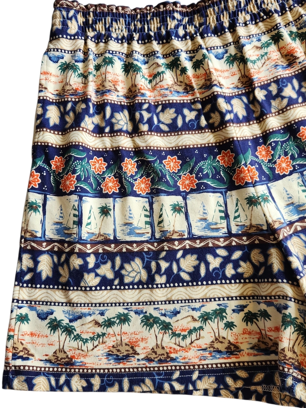 Vintage Sailboat Tropical Shorts Beach‎ Resort Cotton L